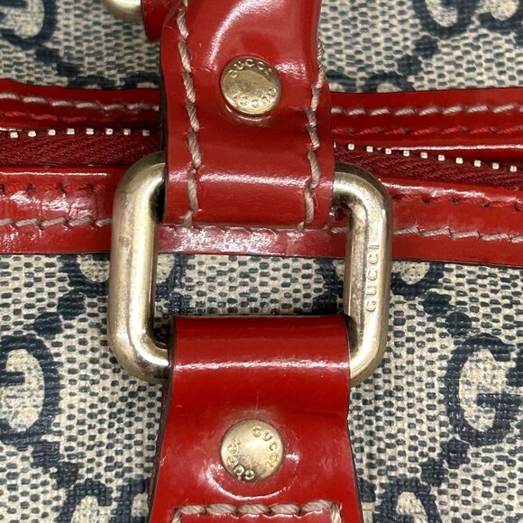Gucci Boston Joy Tattoo Print Red w/ Blue GG Plus Handbag Bag Purse 189895 - Picture 7 of 16